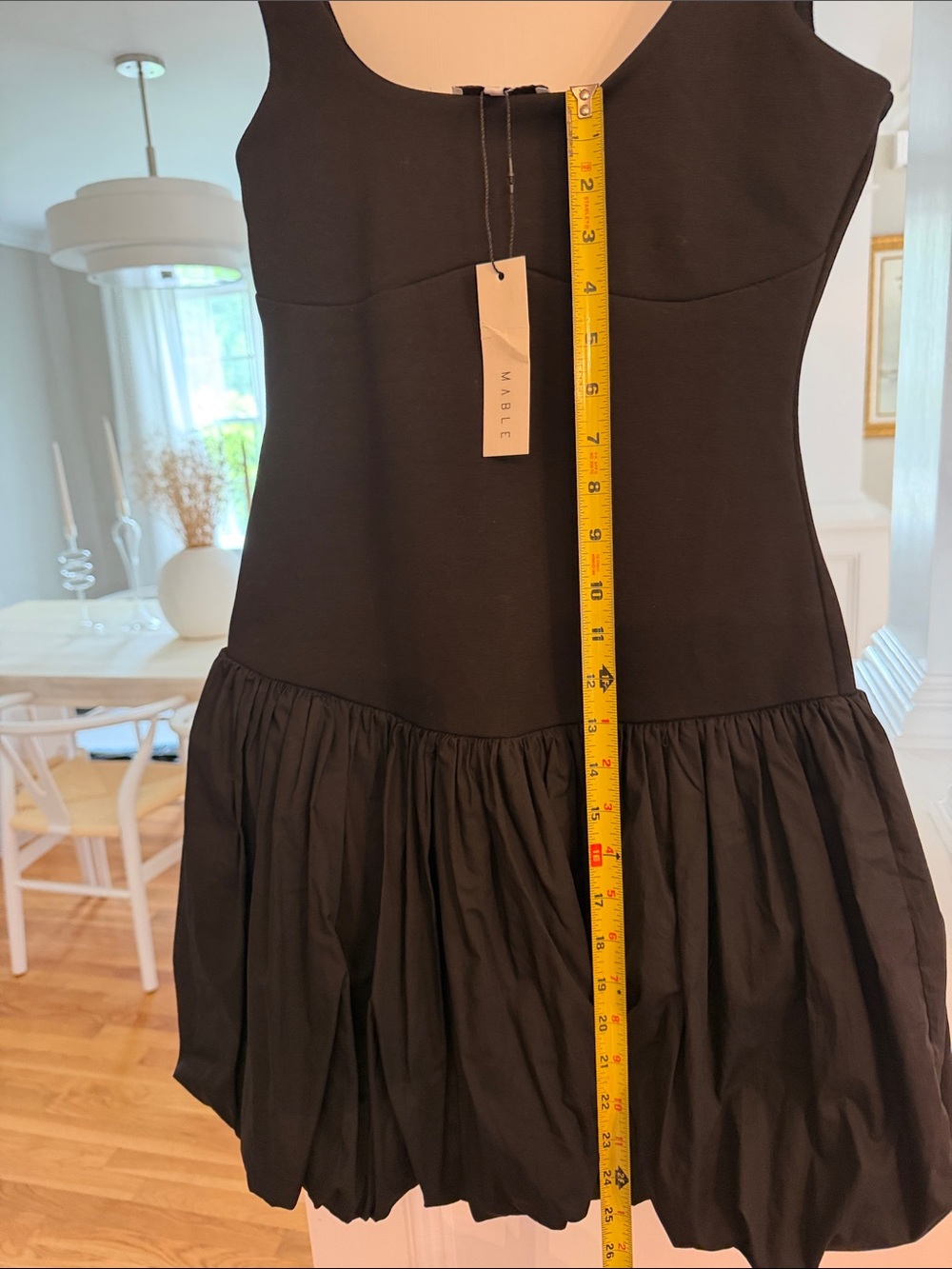 Black Sleeveless Mini Dress with Gathered Bubble Skirt NWT - Picture 7 of 9